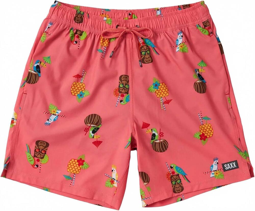 NEW SAXX men's oh buoy 2in1 volley 7” shorts in birds of paradise